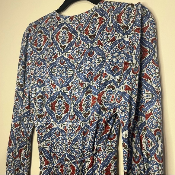 ZARA Silky Blue Paisley Authentic Wrap Longsleeve Midi Dress - Picture 13 of 15